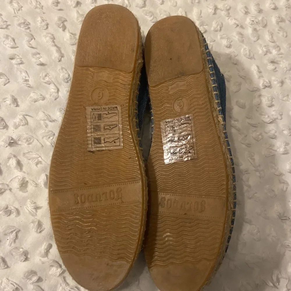 Soludos Jason Polan Denim Espadrille Mustard Hot Dog Size 6